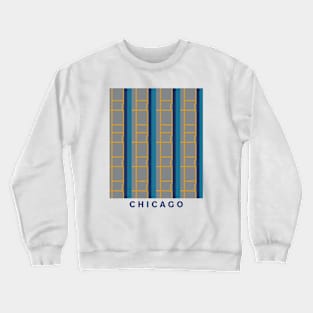 Abstract Geometric Chicago Flag and Cityscape Crewneck Sweatshirt